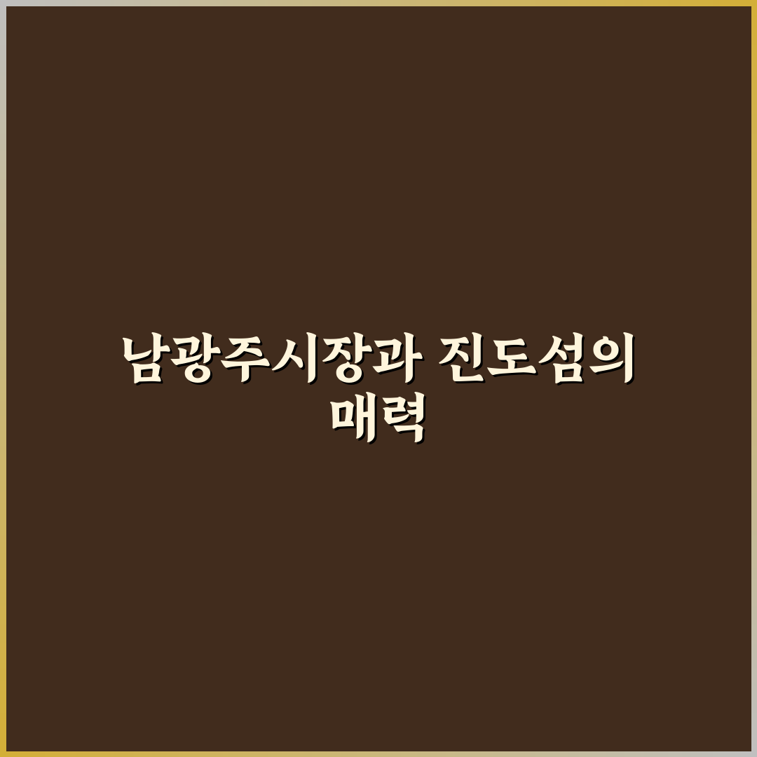 남광주시장 진도섬마을 방문 꿀팁과 볼거리 정리