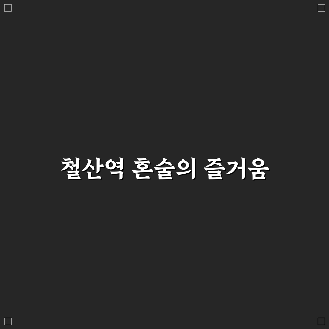 철산역 혼술 초보자를 위한 추천 장소와 꿀팁