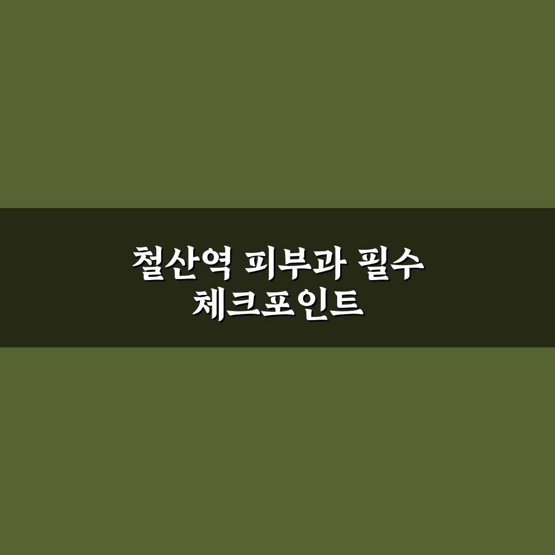 철산역 피부과 선택을 위한 5가지 비교 기준 총정리