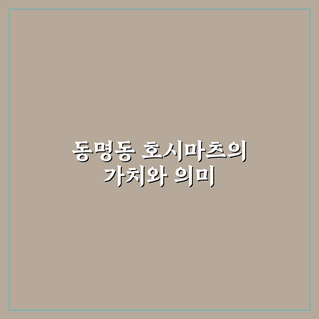 동명동 호시마츠 메뉴와 분위기 비교 분석 가이드