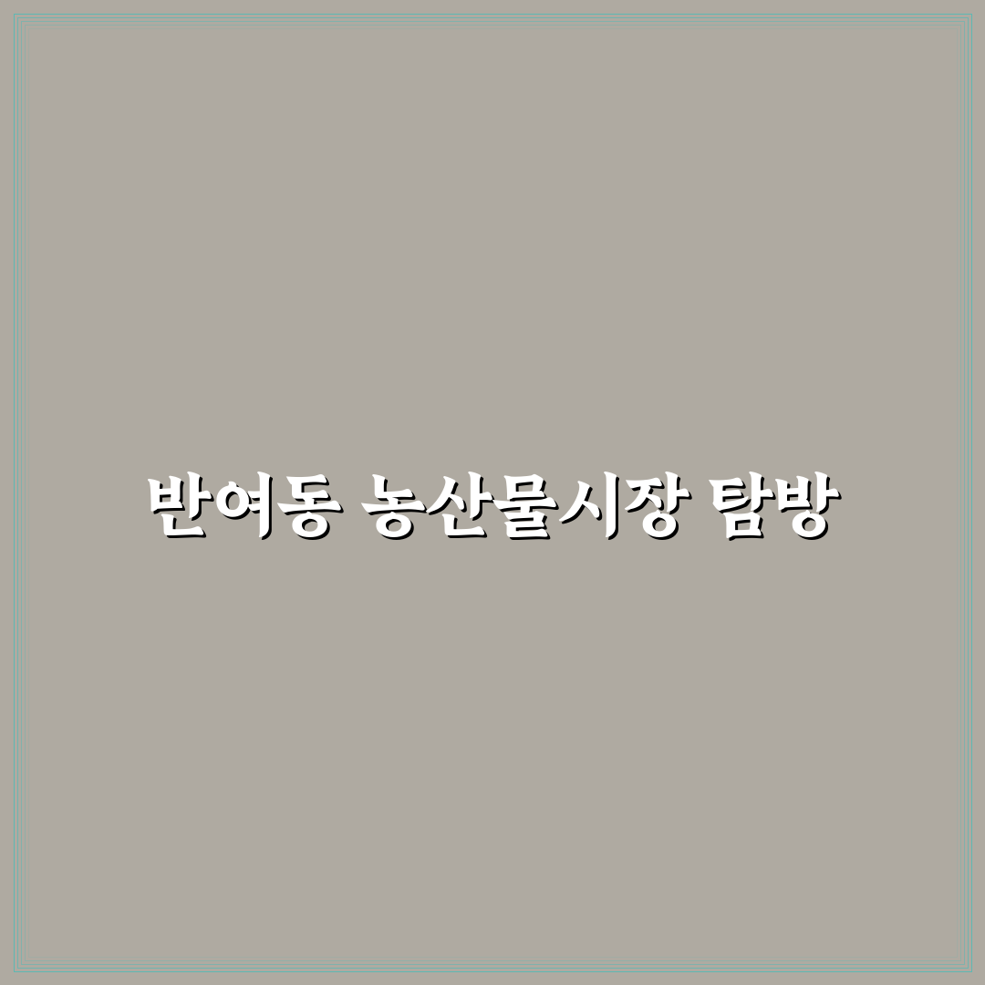 반여동 농산물시장 선택 가이드와 주요 비교 포인트 분석