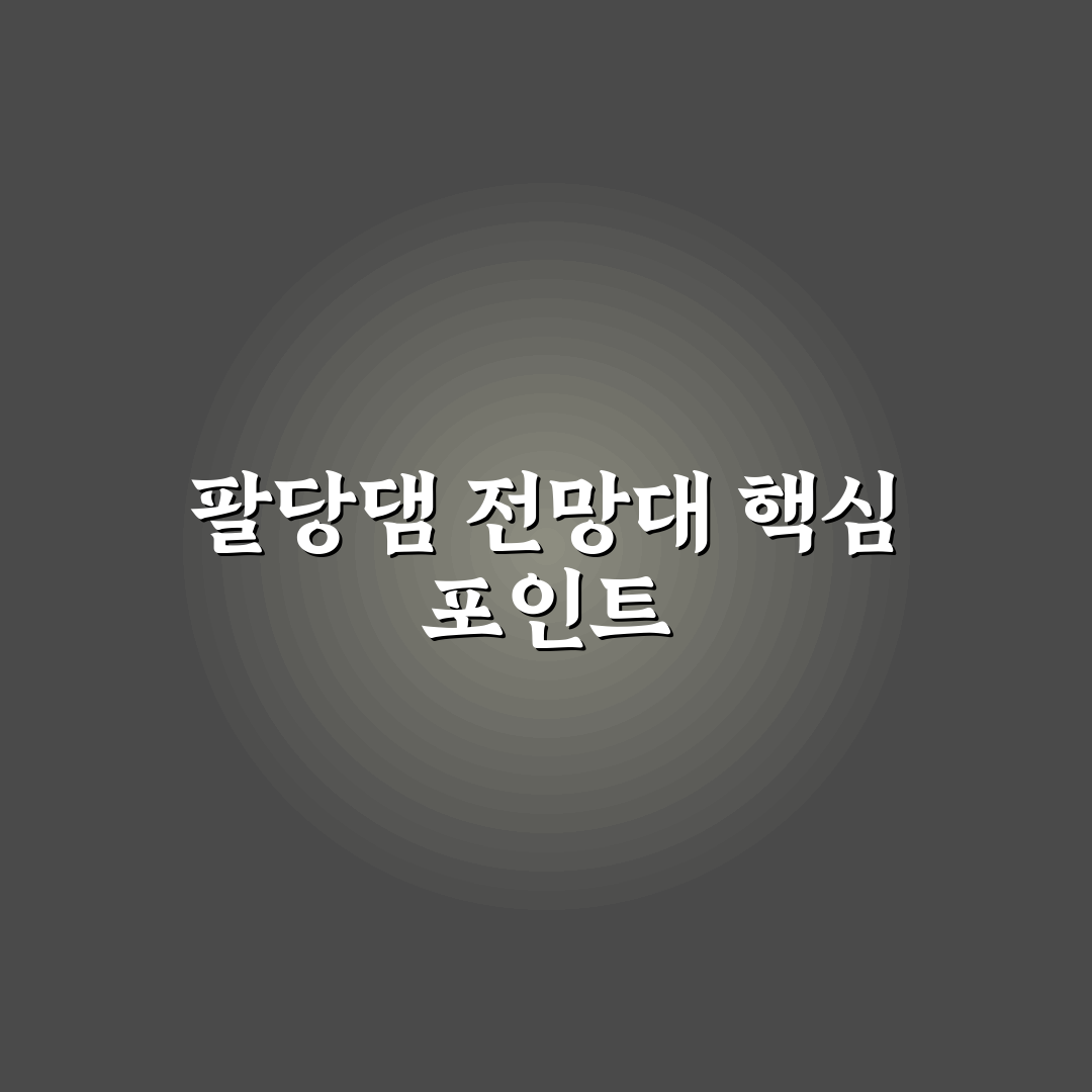 팔당댐 전망대 선택 기준과 방문 전 체크포인트 총정리