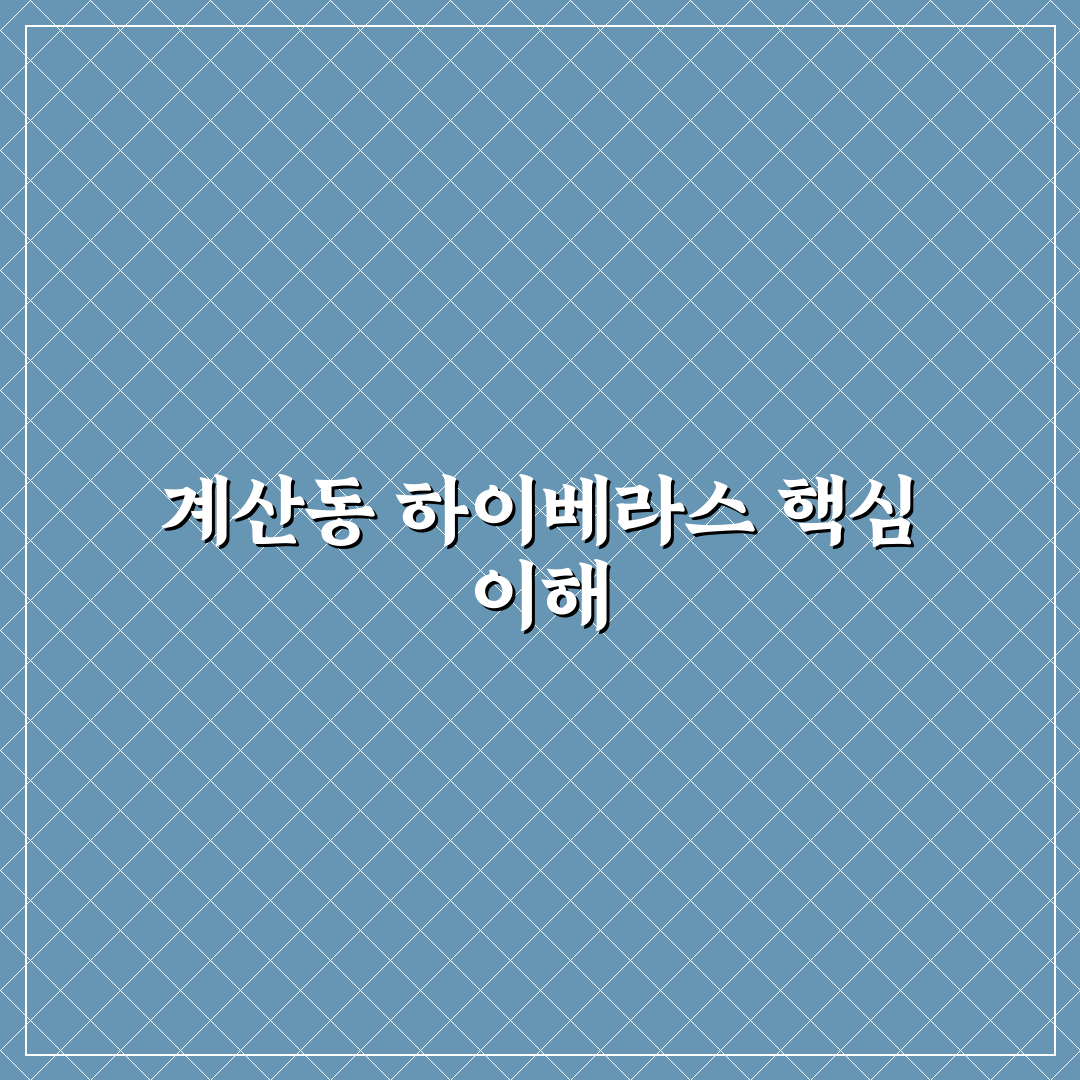 계산동 하이베라스 서비스 품질과 가격 비교 분석 가이드