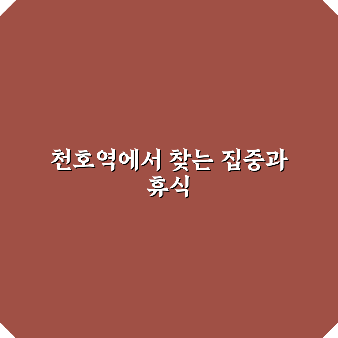 천호역 카공 공간별 특징과 이용 기준 5가지 비교 분석
