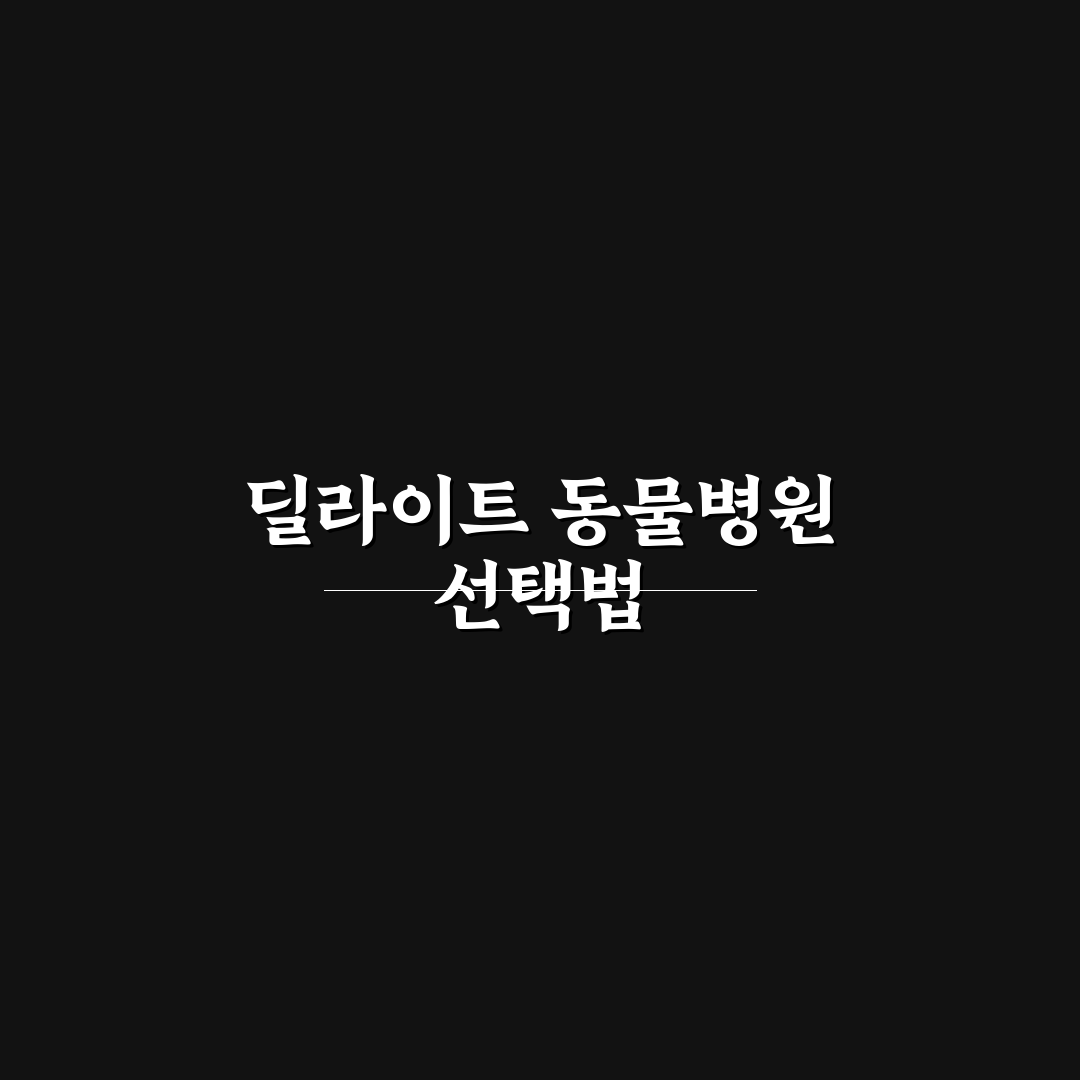 딜라이트 동물병원 서비스와 진료 품질 5가지 기준 분석